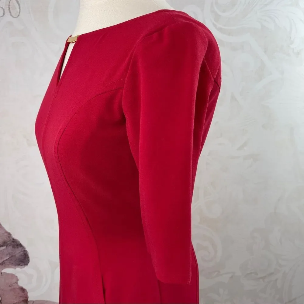 Tahari Arthur S. Levine red classy dress Size 2 Petite - Picture 6 of 13